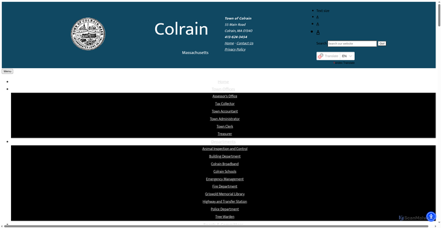 Security scan screenshot of https://colrain-ma.gov/