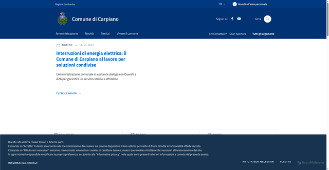Security scan screenshot of https://www.comune.carpiano.mi.it/