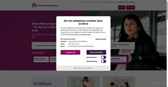 Security scan screenshot of https://www.brottsoffermyndigheten.se