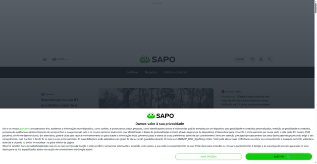 Security scan screenshot of https://www.sapo.pt