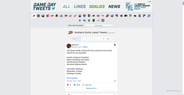 Security scan screenshot of https://www.gamedaytweets.com/?team=ANA