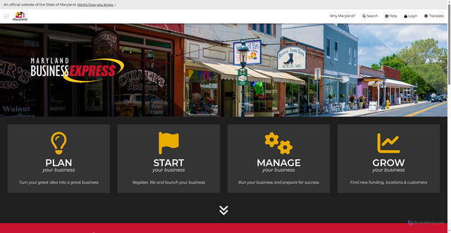 Security scan screenshot of https://businessexpress.maryland.gov
