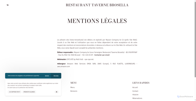 Security scan screenshot of https://resto-brosella.be/fr/mentions-legales