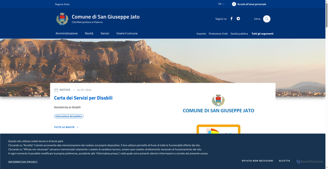 Security scan screenshot of https://www.comune.sangiuseppejato.pa.it/
