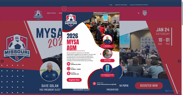 Security scan screenshot of https://www.missourisoccer.org/