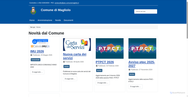 Security scan screenshot of https://www.comune.magliolo.sv.it