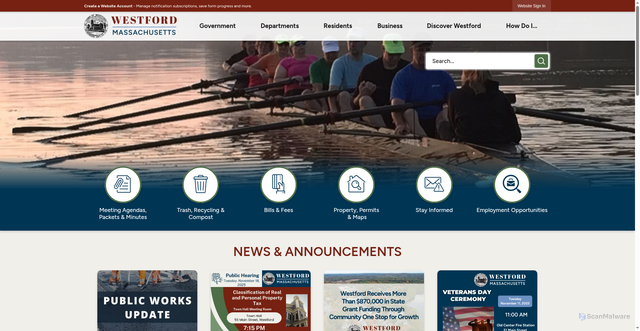 Security scan screenshot of https://westfordma.gov/
