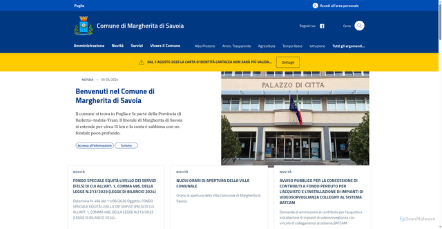 Security scan screenshot of https://www.comune.margheritadisavoia.bt.it