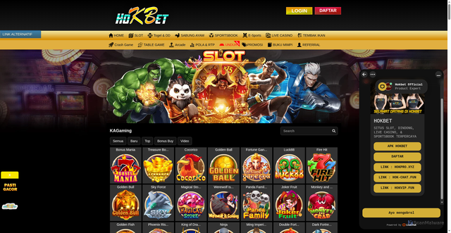 Security scan screenshot of https://hokwin.xyz/desktop/game/slot/kagaming