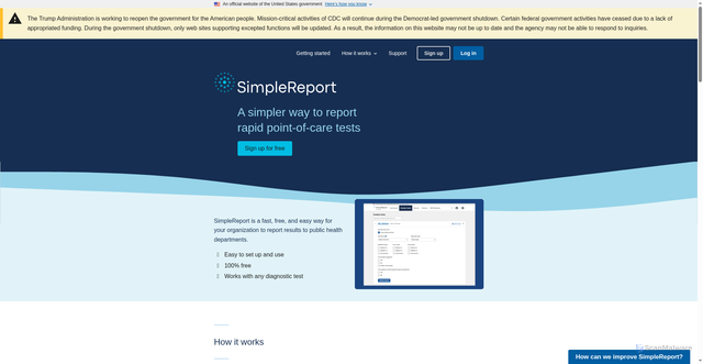 Security scan screenshot of https://www.simplereport.gov/