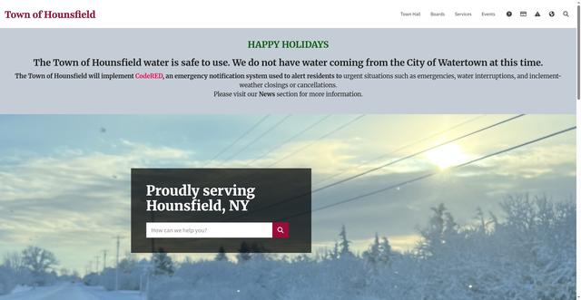 Security scan screenshot of https://townofhounsfield.gov/
