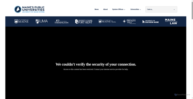 Security scan screenshot of https://maine.edu