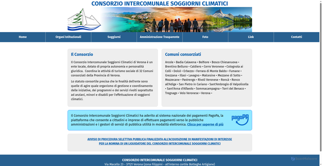 Security scan screenshot of https://www.consorziosoggiorniverona.it/