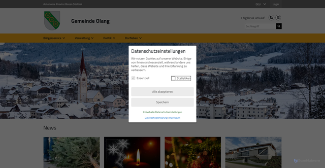 Security scan screenshot of https://www.gemeinde.olang.bz.it/de