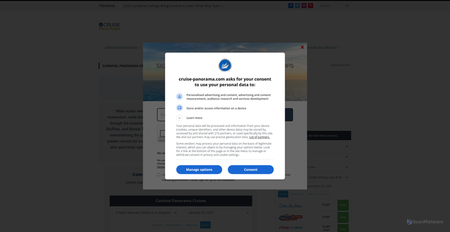 Security scan screenshot of https://cruise-panorama.com/carnival-panorama/