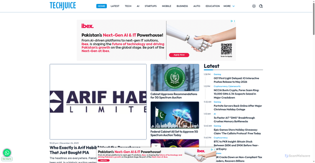 Security scan screenshot of https://www.techjuice.pk