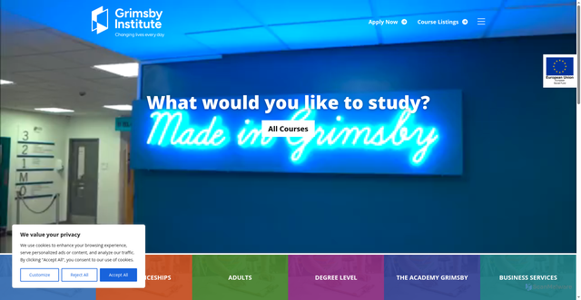 Security scan screenshot of https://grimsby.ac.uk/