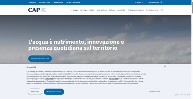 Security scan screenshot of https://www.gruppocap.it/