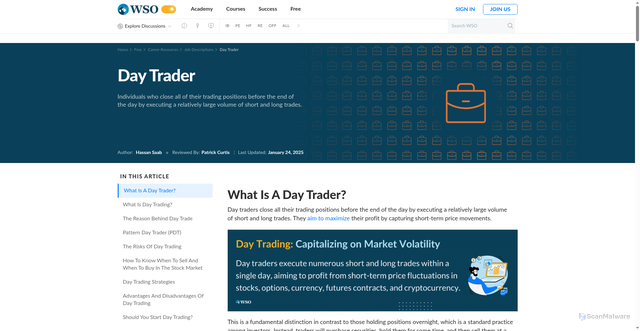 Security scan screenshot of https://www.wallstreetoasis.com/resources/careers/jobs/day-trader