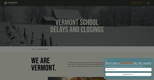 Security scan screenshot of https://vermont.com/school-closings/