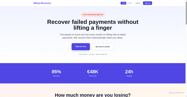 Security scan screenshot of https://whoprecovery.com/