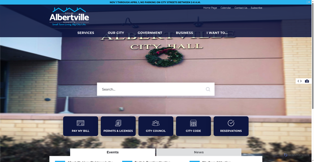 Security scan screenshot of https://www.albertvillemn.gov/