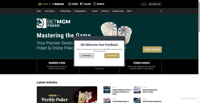 Security scan screenshot of https://poker.betmgm.com/en/blog/