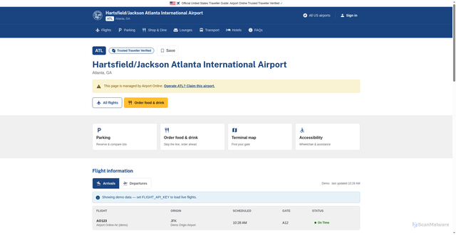 Security scan screenshot of https://atl.airportonline.org/