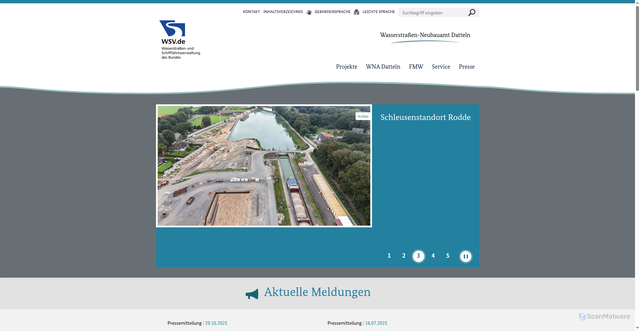 Security scan screenshot of https://www.wna-datteln.wsv.de/Webs/WNA/WNA-Datteln/DE/Startseite/startseite_node.html