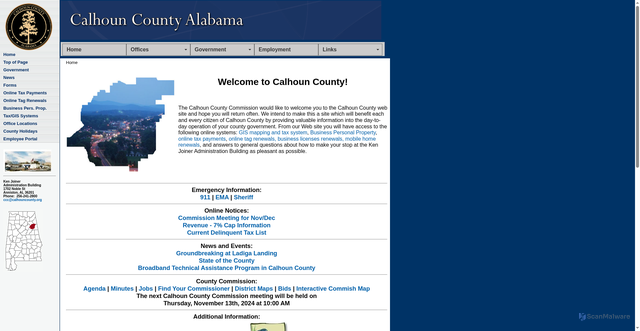 Security scan screenshot of https://calhouncountyal.gov/