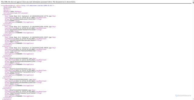Security scan screenshot of https://condo-data.s3.ap-southeast-1.amazonaws.com