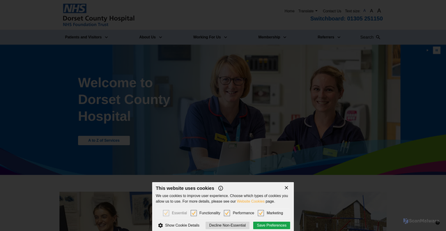 Security scan screenshot of http://www.dchft.nhs.uk