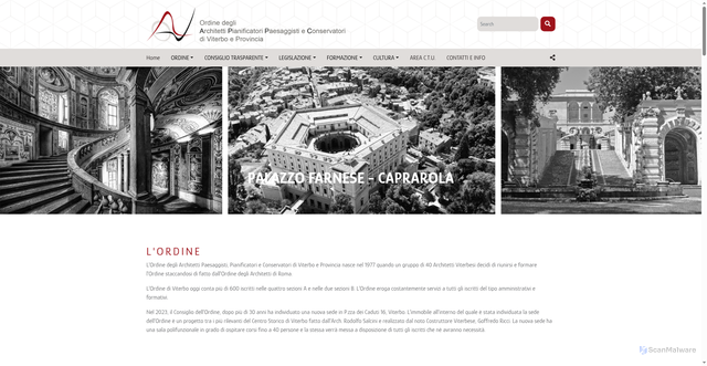 Security scan screenshot of https://www.architetti.viterbo.it/it/
