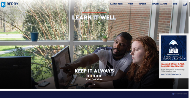 Security scan screenshot of https://berry.edu