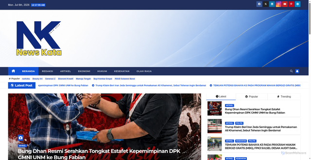 Security scan screenshot of http://www.newskata.media/