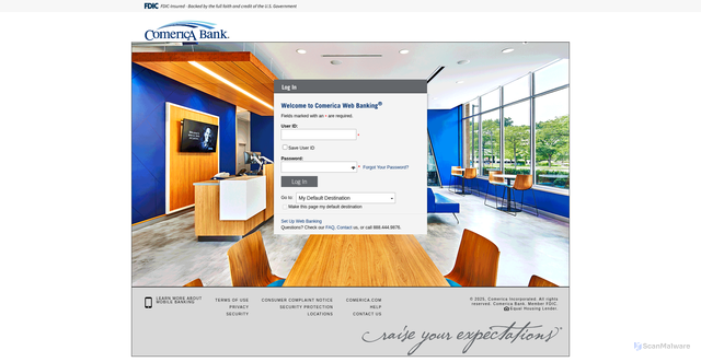 Security scan screenshot of https://webbanking.comerica.com/Comerica/login.aspx