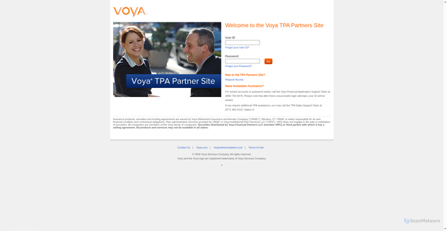 Security scan screenshot of https://tpa.voya.com