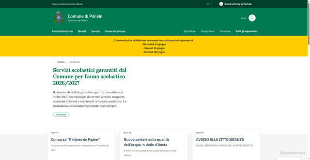 Security scan screenshot of https://www.comune.pollein.ao.it