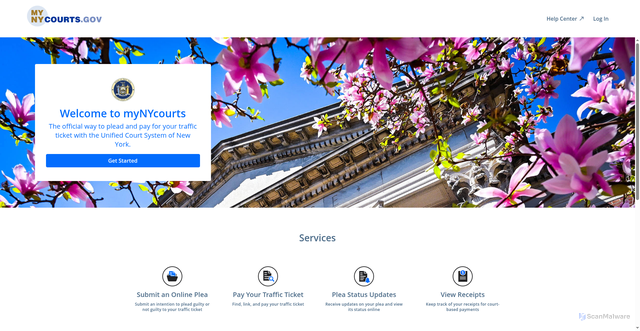 Security scan screenshot of https://my.nycourts.gov/