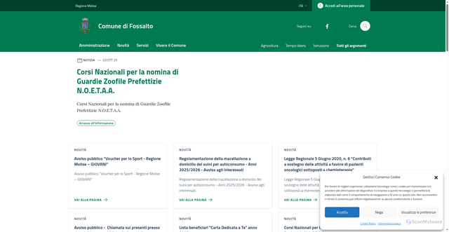 Security scan screenshot of https://comune.fossalto.cb.it/