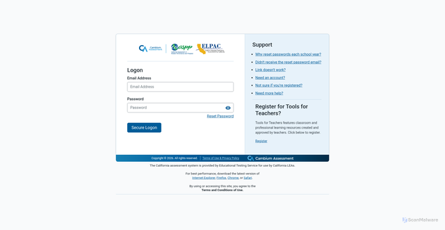 Security scan screenshot of https://mytoms.ets.org