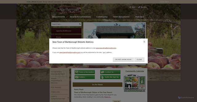 Security scan screenshot of https://townofmarlboroughny.gov/