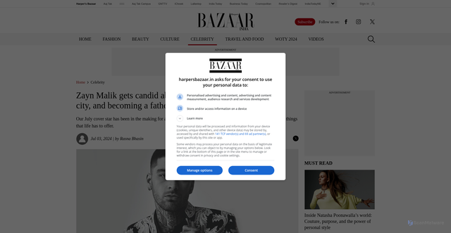 Security scan screenshot of https://www.harpersbazaar.in/celebrity/story/new-direction-1040262-2024-07-01