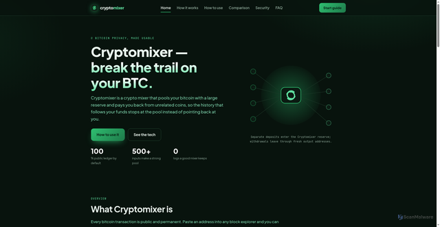 Security scan screenshot of https://cryptomixer0.com/