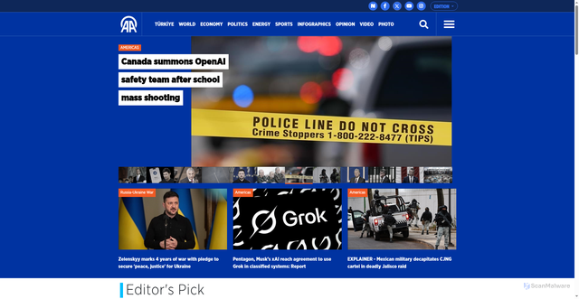 Security scan screenshot of https://aa.com.tr