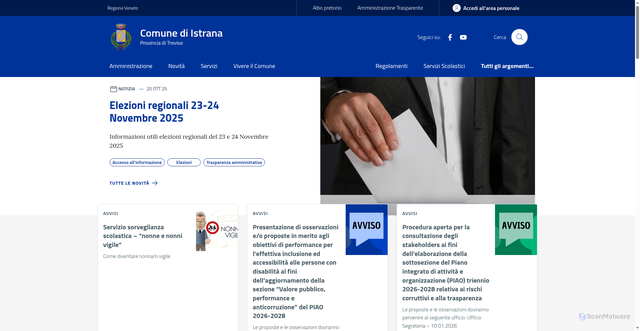 Security scan screenshot of https://www.comune.istrana.tv.it/