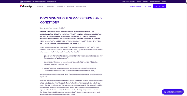 Security scan screenshot of https://www.docusign.com/legal/terms-and-conditions