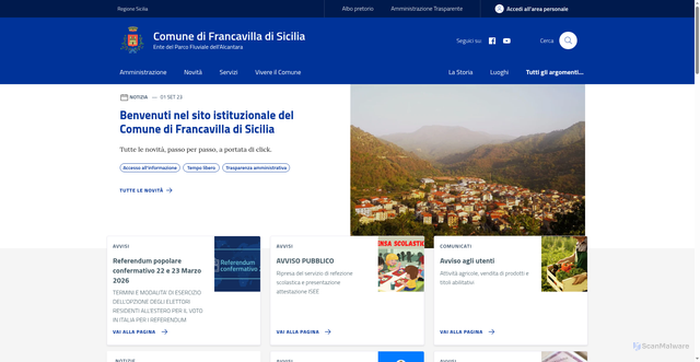 Security scan screenshot of https://www.comune.francavilladisicilia.me.it/