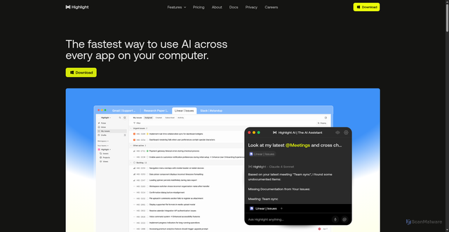 Security scan screenshot of https://highlightai.com