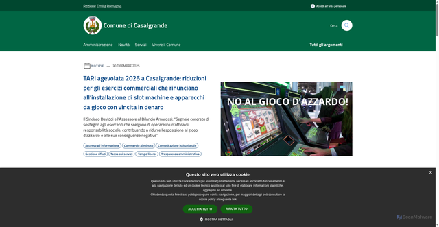 Security scan screenshot of https://www.comune.casalgrande.re.it/it